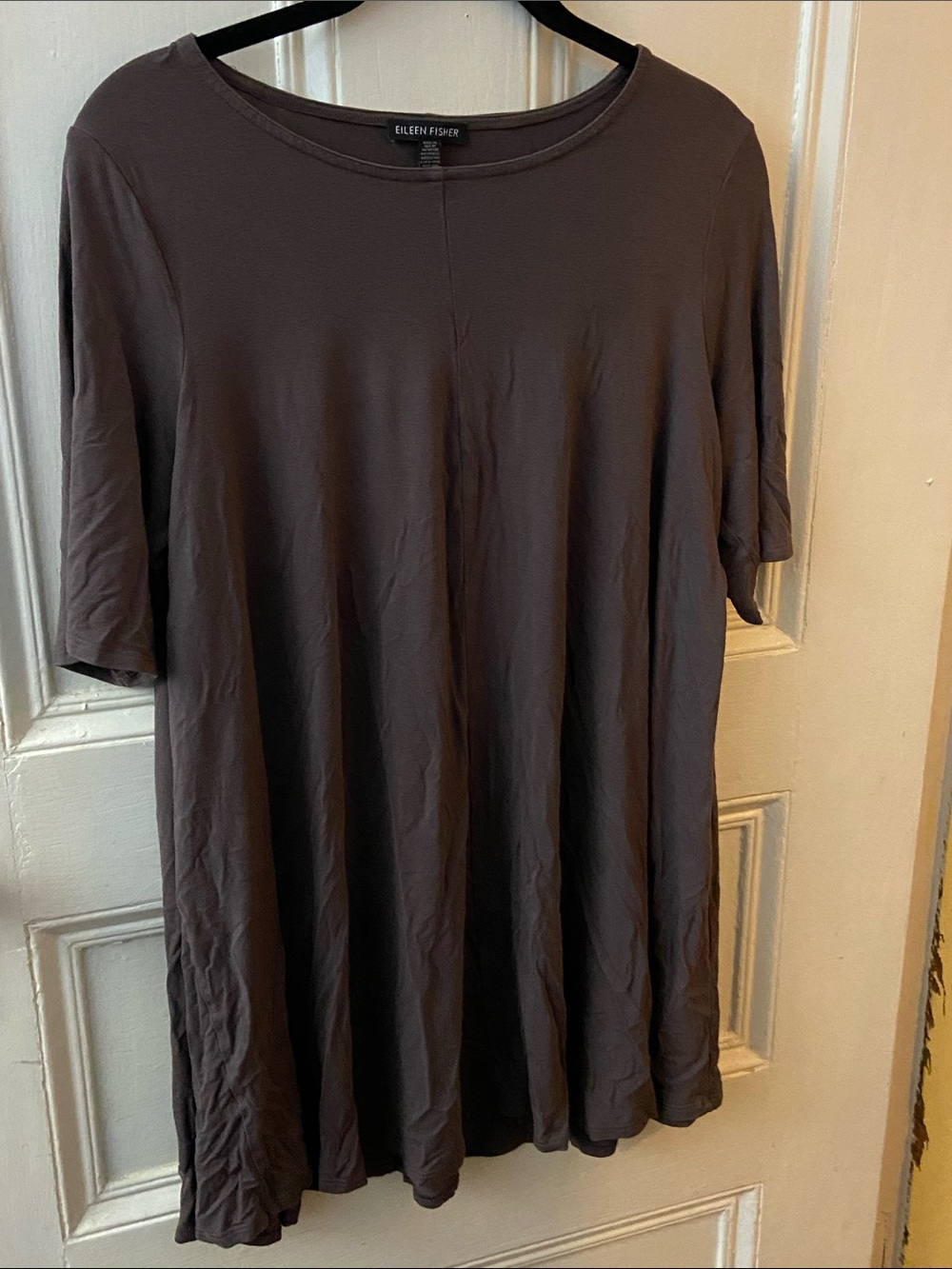 Eileen Fisher Brown Relaxed Short-Sleeve Tunic